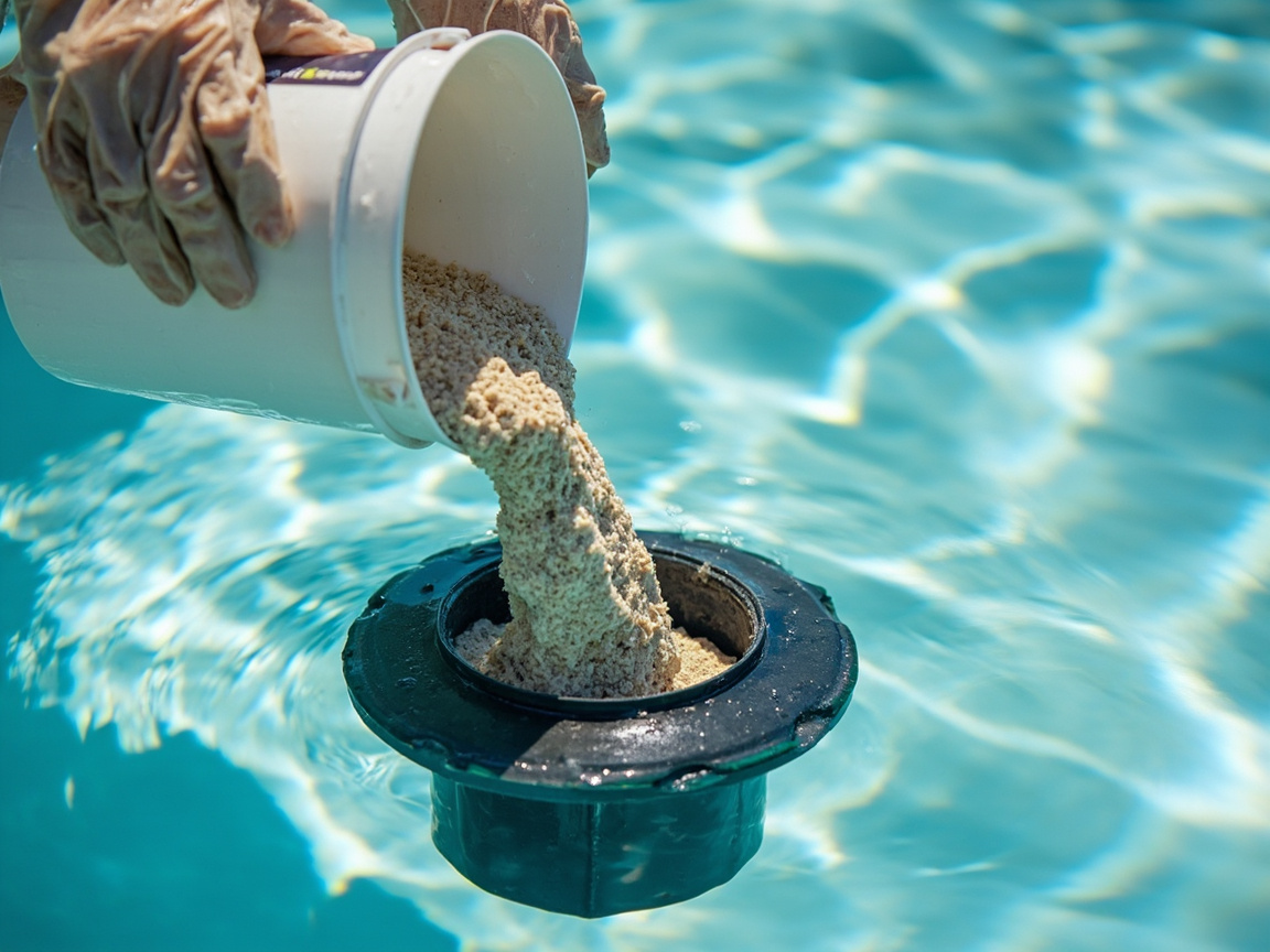 Adding DE filter powder slurry through a pool skimmer