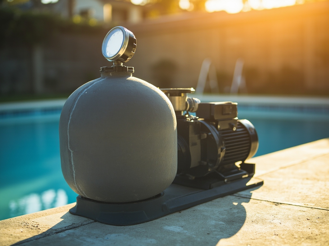 Pool filter pressure gauge with clean and dirty marks