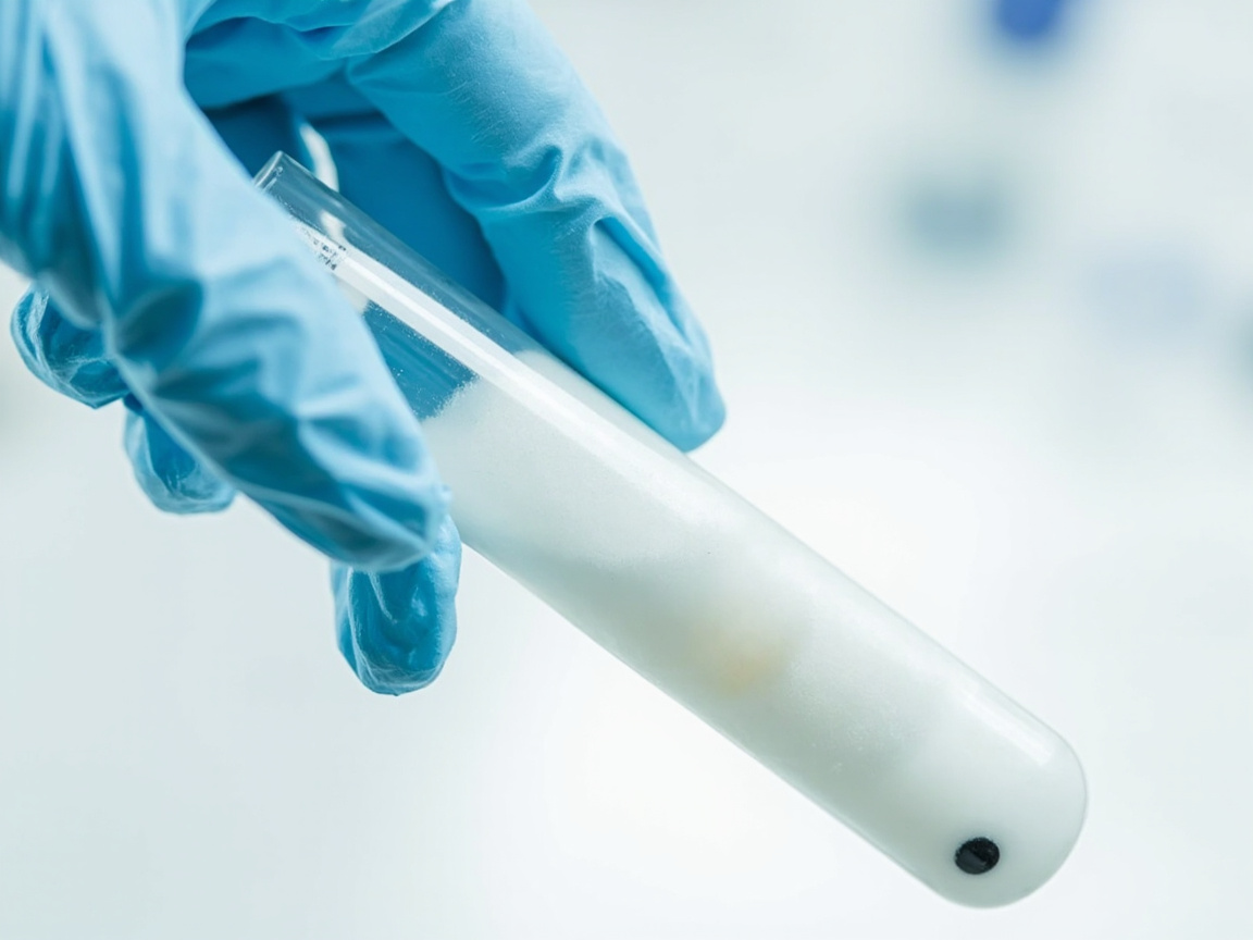 Taylor turbidity test tube showing cyanuric acid reading as black dot disappears
