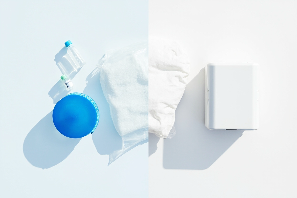 Side-by-side comparison of saltwater pool vs traditional chlorine pool maintenance