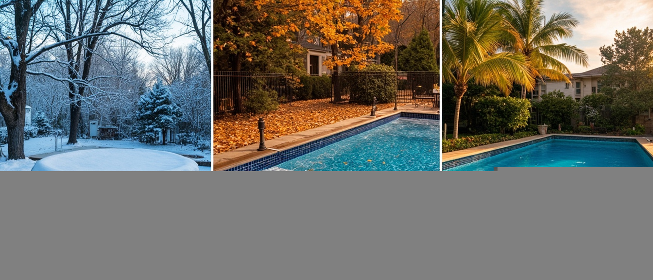 US climate zones showing hard-freeze, shoulder-season, and year-round warm zones for pool cover picks