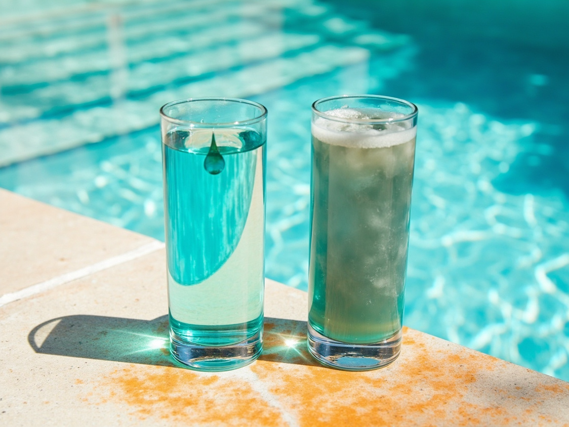 Comparison diagram of free chlorine versus combined chlorine chloramine and how each affects water and eyes