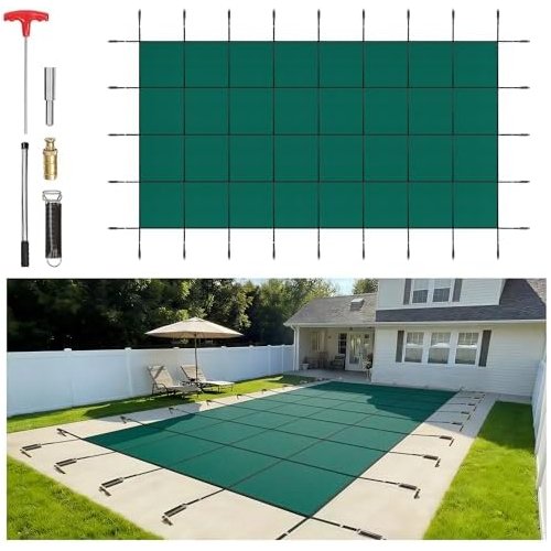 VEVOR 20x40 ft Pool Safety Cover, Green Mesh for Rectangle Inground Pools