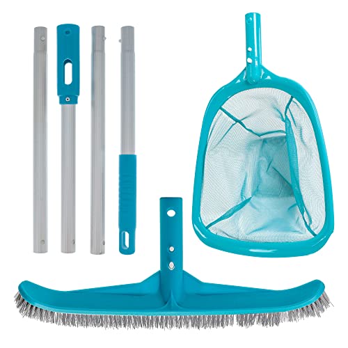 U.S. Pool Supply Pool Maintenance Kit with Leaf Skimmer Net, Brush and Pole