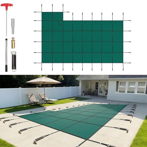 VEVOR Inground Pool Safety Cover 18x36 ft Rectangle with 4x8 Right End Step